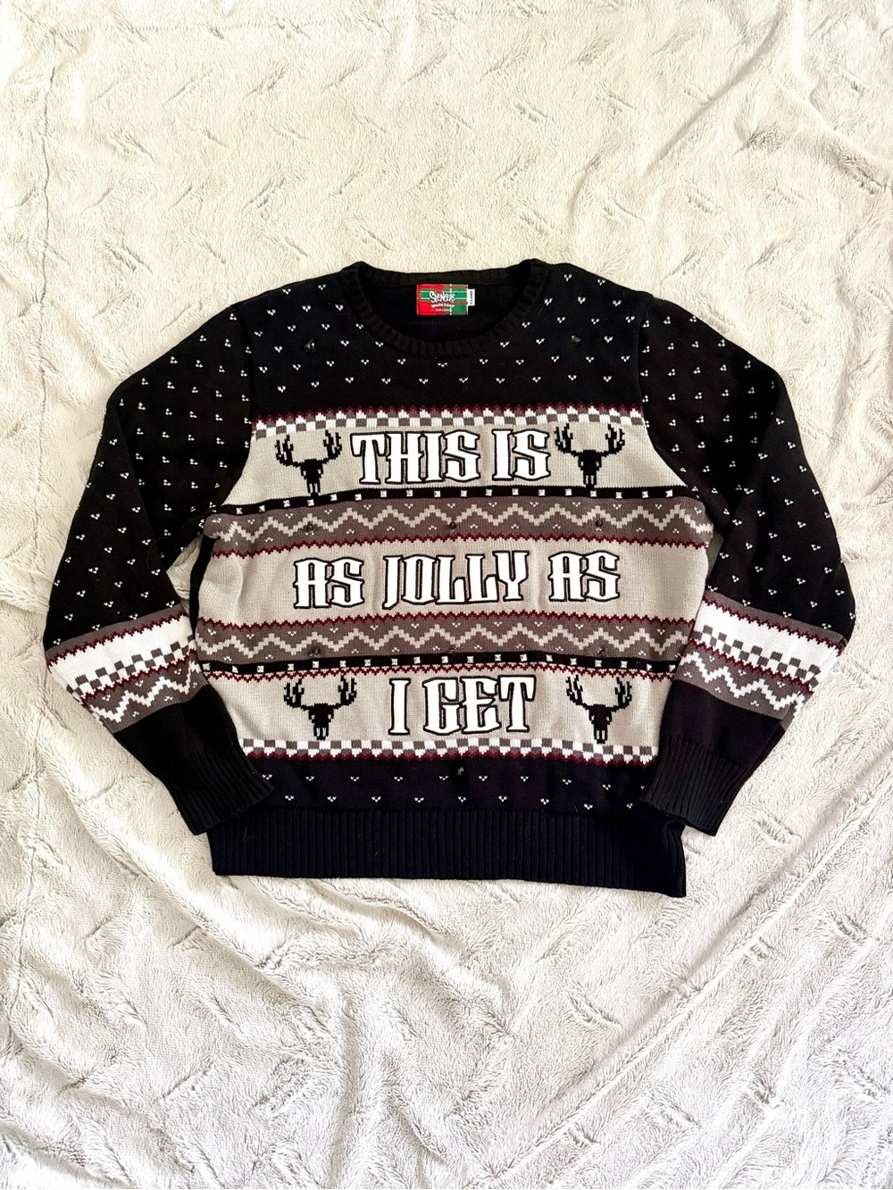 Spencer’s Workshop Light-Up Ugly Christmas Sweater X-Large Jolly As I Get Goth